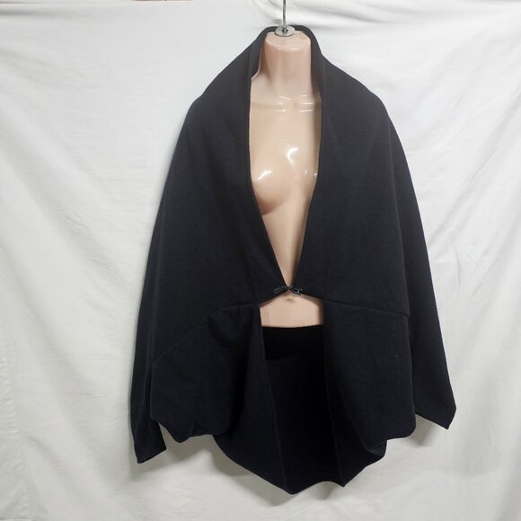 Anthropologie Gabriel for Sach Wool Poncho Coat Women One Size Navy Blue - Picture 14 of 14